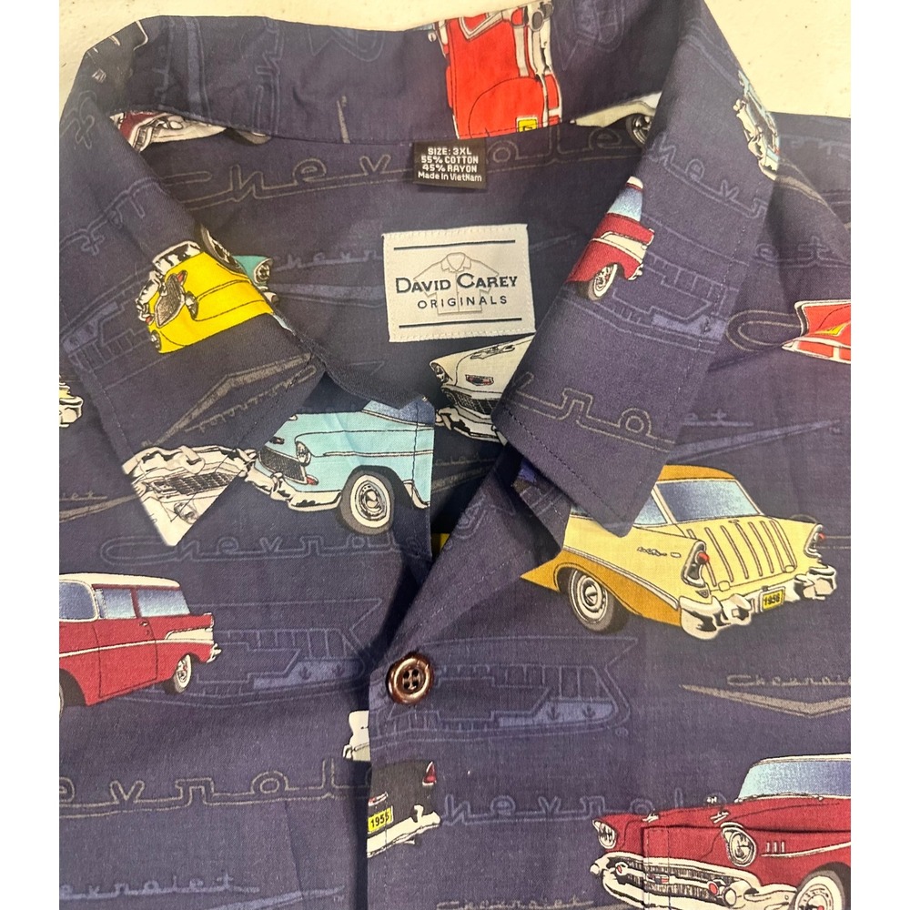 David Carey Originals Chevrolet Classic Car Shirt Mens 3XL Navy Blue GM Licensed